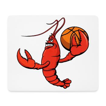 Mignon homard crustacés joueur de basket-ball dessin animé - Tapis de souris (format paysage) - blanc - Devant