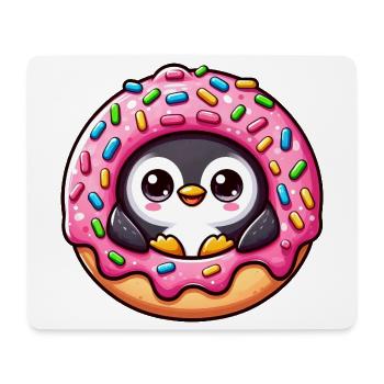 Mignon Pingouin Donut Dessert Fantaisiste Drôle - Tapis de souris (format paysage) - blanc - Devant