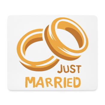 Just Married Anneaux Amour de mariage - Tapis de souris (format paysage) - blanc - Devant