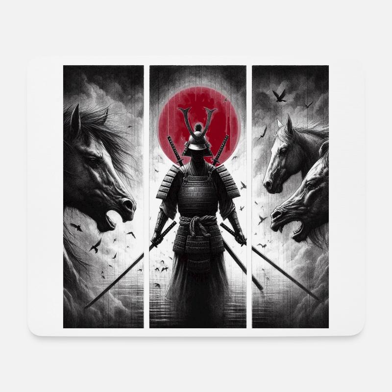 Samouraï - Tapis de souris (format paysage) - blanc