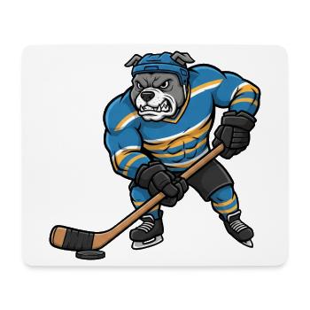 Cooler Pitbull mit Hockeyspieler Eishockey Spaß - Mousepad (Querformat) - Weiß - Vorne