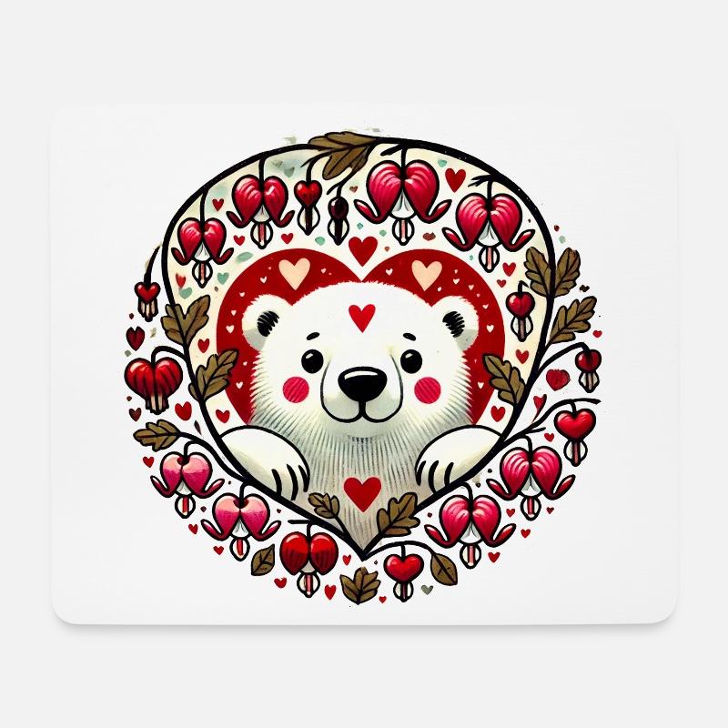 Heartlit Bear in Love Frame - Mouse Pad (horizontal) - white