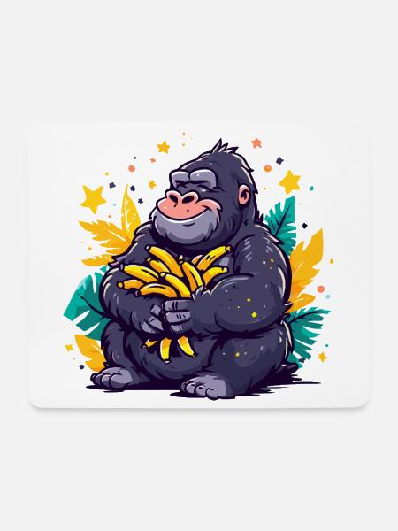Bananen-Gorilla Kuschelmotiv - Mousepad (Querformat) - Weiß