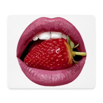 Pop Art Lèvres Bisou à la Fraise - Tapis de souris (format paysage) - blanc - Devant