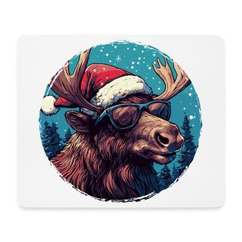  Rentier mit Sonnenbrille - Mousepad (Querformat) - Weiß - Vorne