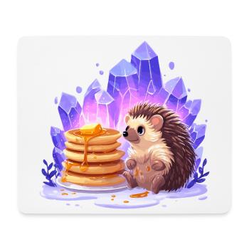 Hérisson avec des pancakes et des cristaux - Tapis de souris (format paysage) - blanc - Devant