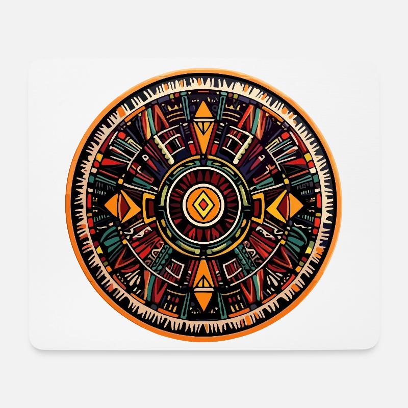 Mandala Feuerkreis - Mousepad (Querformat) - Weiß