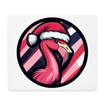 Design de Noël du Père Noël Flamant rose - Tapis de souris (format paysage) - blanc - Devant