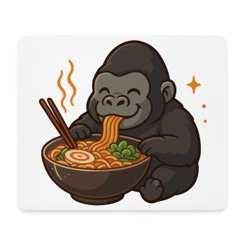 Gorilla with noodles ramen kawaii gorilla - Mouse Pad (horizontal) - white - Front