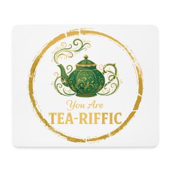 You Are Tea-Riffic – Vintage Teekanne Wortwitz - Mousepad (Querformat) - Weiß - Vorne