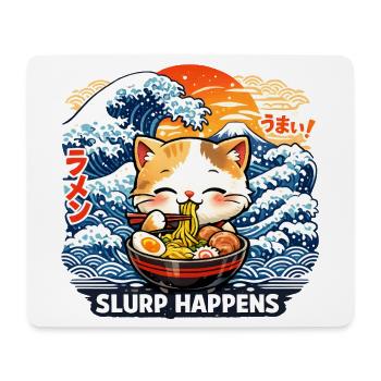 Ramen Katze Slurp Happens - Mousepad (Querformat) - Weiß - Vorne
