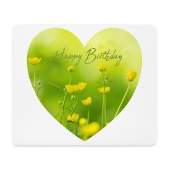 Yellow flower heart for birthday - Mouse Pad (horizontal) - white - Front