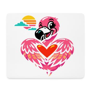 Rosa Flamingo mit Herzsymbol | Süßes Geschenk - Mousepad (Querformat) - Weiß - Vorne
