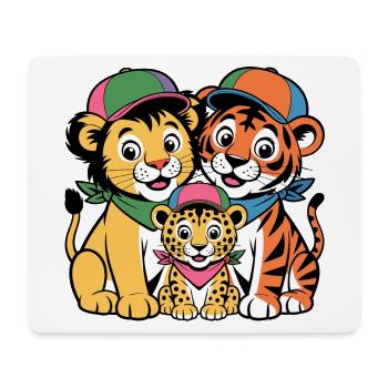 Süße Löwe Tiger Leopard Freunde - Mousepad (Querformat) - Weiß - Vorne