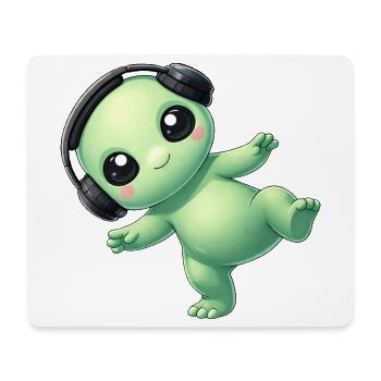 Alien Alien with Headphones Techno Dancing - Mouse Pad (horizontal) - white - Front