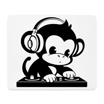 DJ Affe mit Kopfhörern - Mousepad (Querformat) - Weiß - Vorne