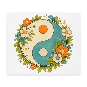 Floral Yin Yang Circle - Mouse Pad (horizontal) - white - Front