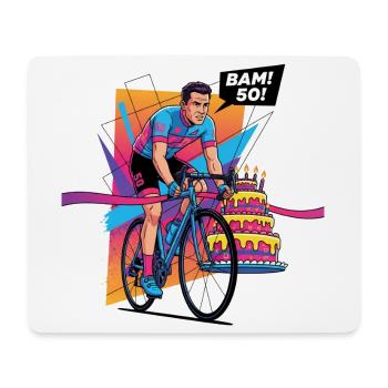BAM! 50th Birthday Cyclist Pop Art - Mouse Pad (horizontal) - white - Front