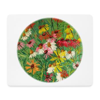 Bunte Echinacea-Wiesen-Malerei - Mousepad (Querformat) - Weiß - Vorne