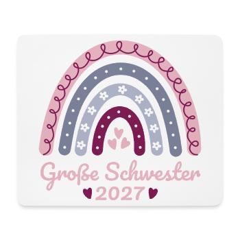 Große Schwester 2027 Boho Regenbogen pastell - Mousepad (Querformat) - Weiß - Vorne