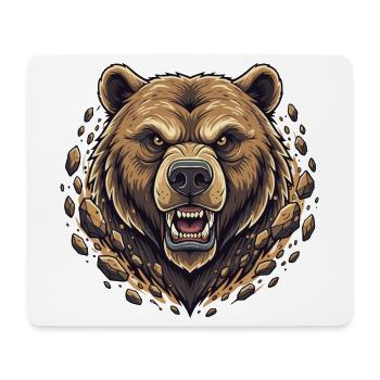 Wütiger Bergbär im Felsbruch - Mousepad (Querformat) - Weiß - Vorne