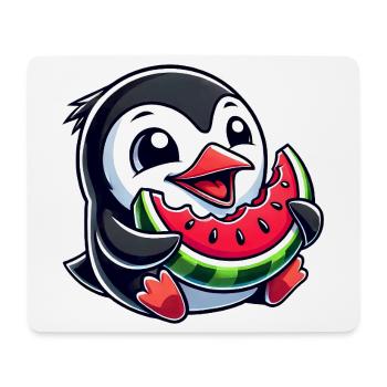 Penguin with Watermelon Summer Fruit - Mouse Pad (horizontal) - white - Front