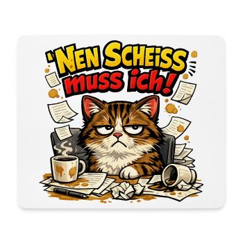 Nen Scheiss Muss Ich Katze - Mousepad (Querformat) - Weiß - Vorne