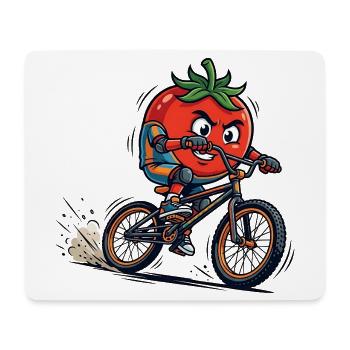 Dessin animé Cool Tomato BMX Rider - Tapis de souris (format paysage) - blanc - Devant