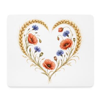 Weizen Herz Mohn Kornblume Blumen Natur Motiv  - Mousepad (Querformat) - Weiß - Vorne