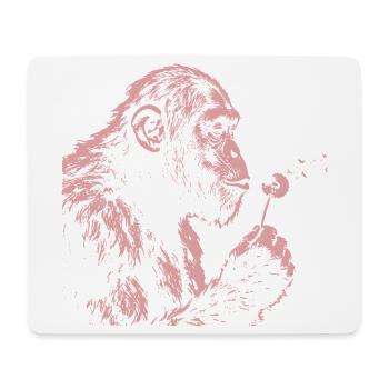  Chimpanzee Blowing Dandelion Art Monkey Nature - Mousepad (Querformat) - Weiß - Vorne