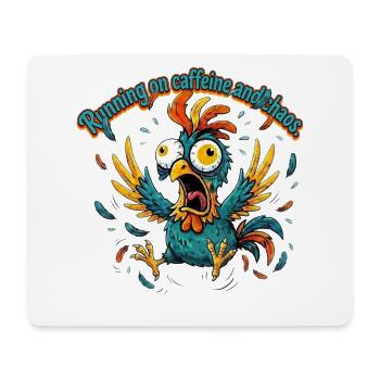 Kaffee und Chaos Hahn-Design - Mousepad (Querformat) - Weiß - Vorne