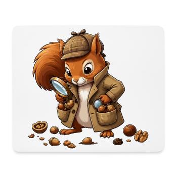 Detektiv Eichhörnchen Mantel - Mousepad (Querformat) - Weiß - Vorne