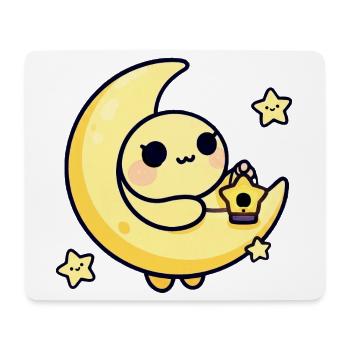 Moonlit Cute Moon with Star Lantern - Mouse Pad (horizontal) - white - Front