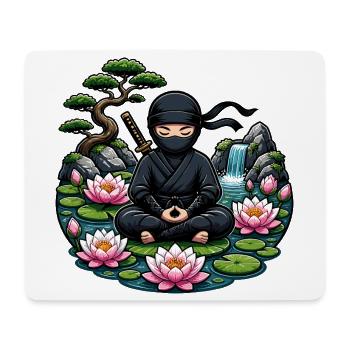 Méditation ninja au lac Lotus - Tapis de souris (format paysage) - blanc - Devant