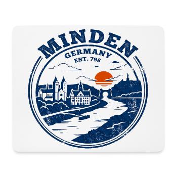 Vintage Minden Germany Circular Skyline Stamp - Mouse Pad (horizontal) - white - Front