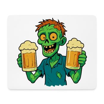 Zombie heureux avec de la bière - Tapis de souris (format paysage) - blanc - Devant
