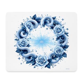 Hellblaues Schlangen-Rosenkreis-Design. - Mousepad (Querformat) - Weiß - Vorne