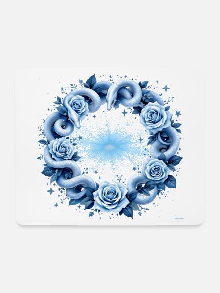 Hellblaues Schlangen-Rosenkreis-Design. - Mousepad (Querformat) - Weiß