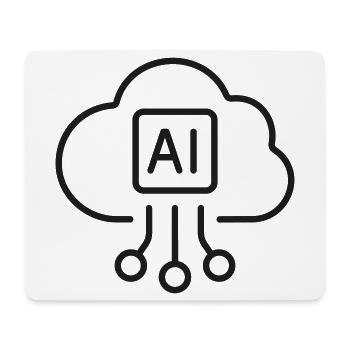KI-Cloud-Datenverarbeitungszeilen-Symbol - Mousepad (Querformat) - Weiß - Vorne