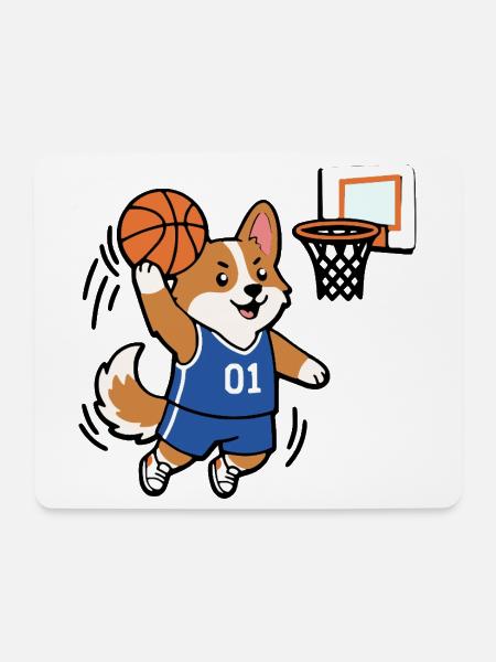 Süßer Corgi spielt Basketball lustiges Welpengeschenk - Mousepad (Querformat) - Weiß