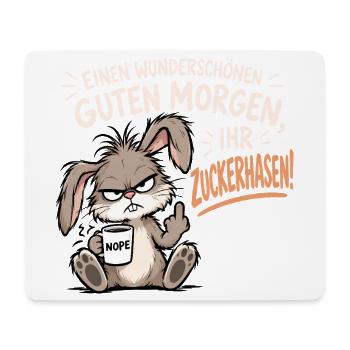 Morgenmuffel Hase - Mousepad (Querformat) - Weiß - Vorne