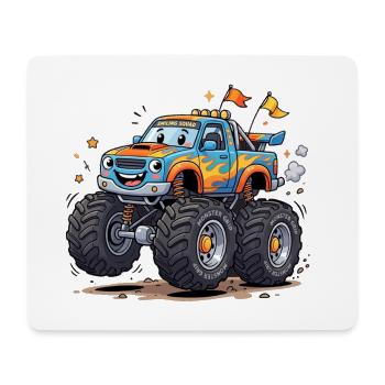 Flammen-Monstertruck Cruiser - Mousepad (Querformat) - Weiß - Vorne
