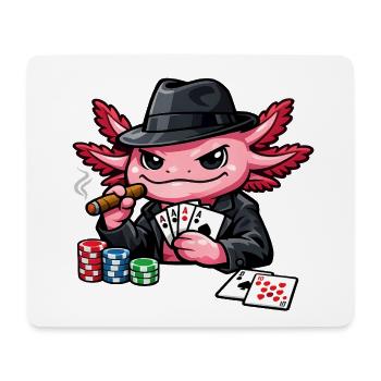 Axolotl beim Pokern – Süßer Pokerfan - Mousepad (Querformat) - Weiß - Vorne