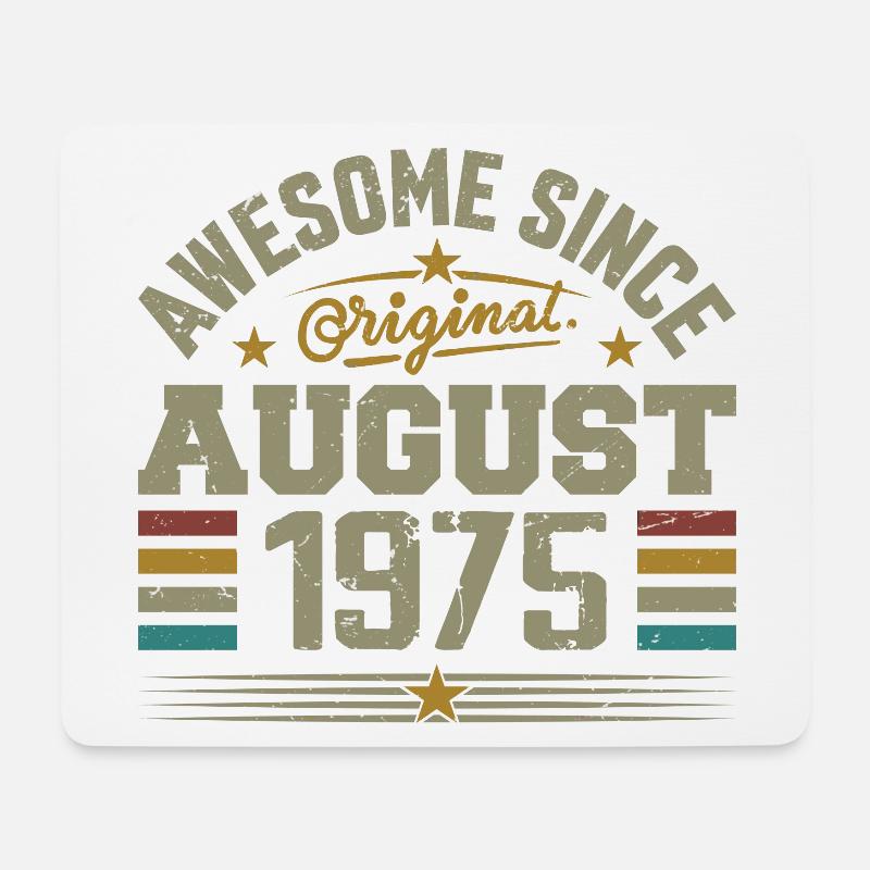 August 1975 Geburtstag August 1975 August 1975 Retro - Mousepad (Querformat) - Weiß