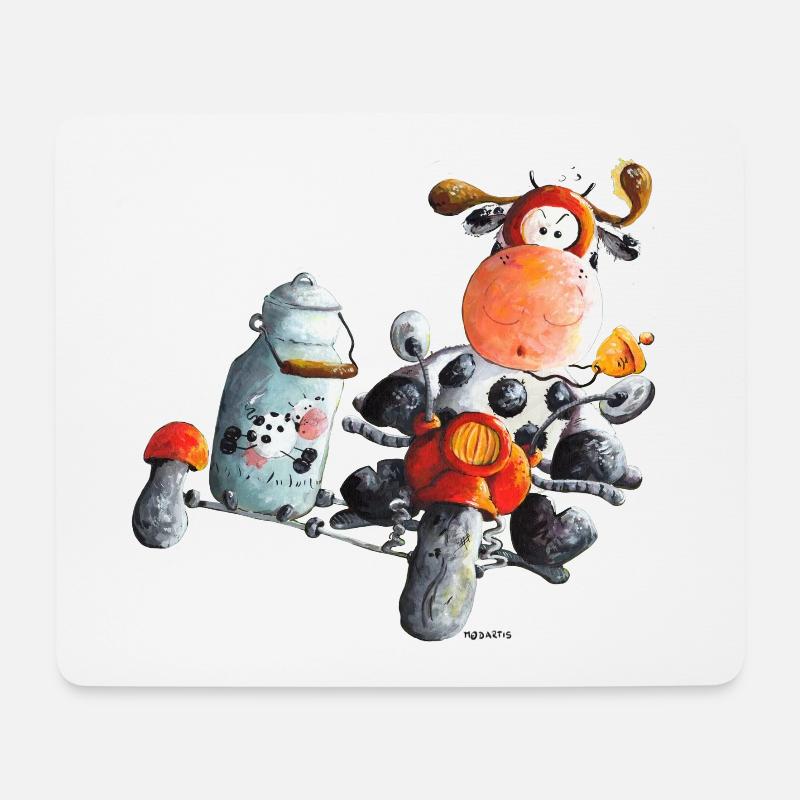 "Express Milk" - vache - moto - Tapis de souris (format paysage) - blanc