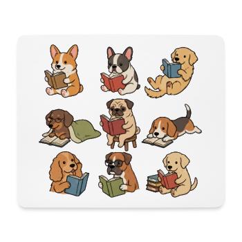Süße Hunde, die Bücher lesen, Bücherliebhaber-T-Shirt - Mousepad (Querformat) - Weiß - Vorne