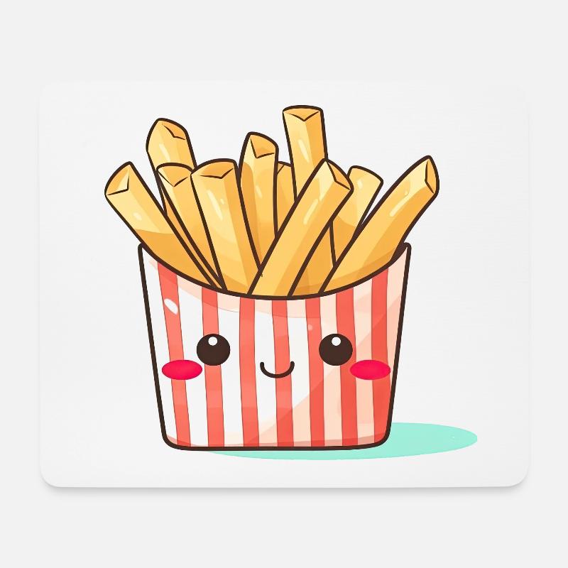 Kawaii Pommes Frischbecher - Mousepad (Querformat) - Weiß