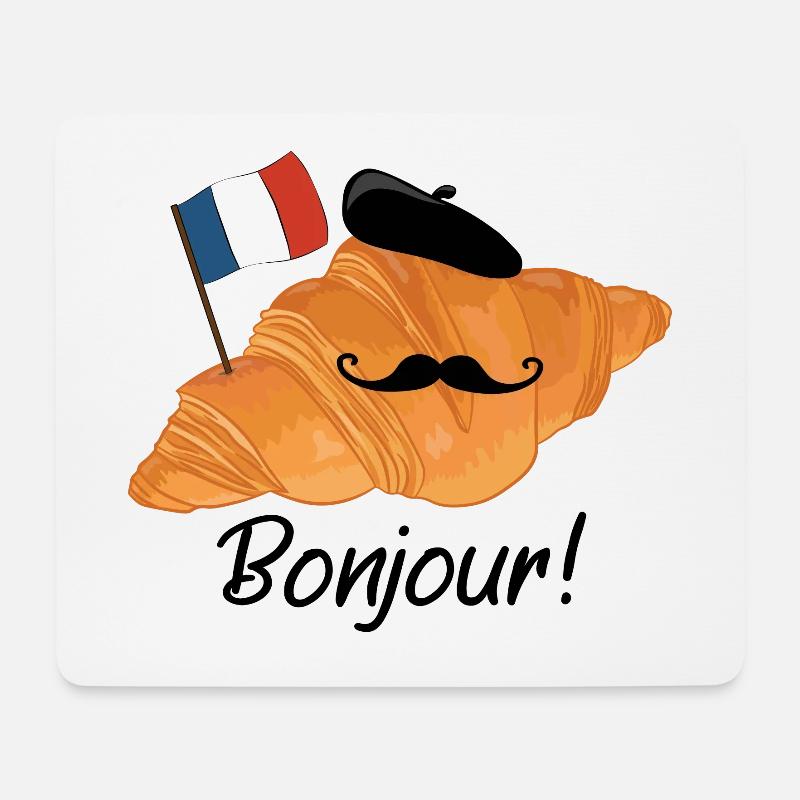 Bonjour Croissant - Lustiges französisches Essen - Mousepad (Querformat) - Weiß