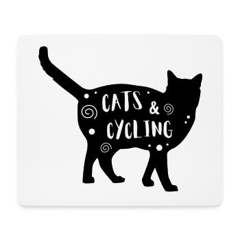 Chats & Cyclisme - Tapis de souris (format paysage) - blanc - Devant