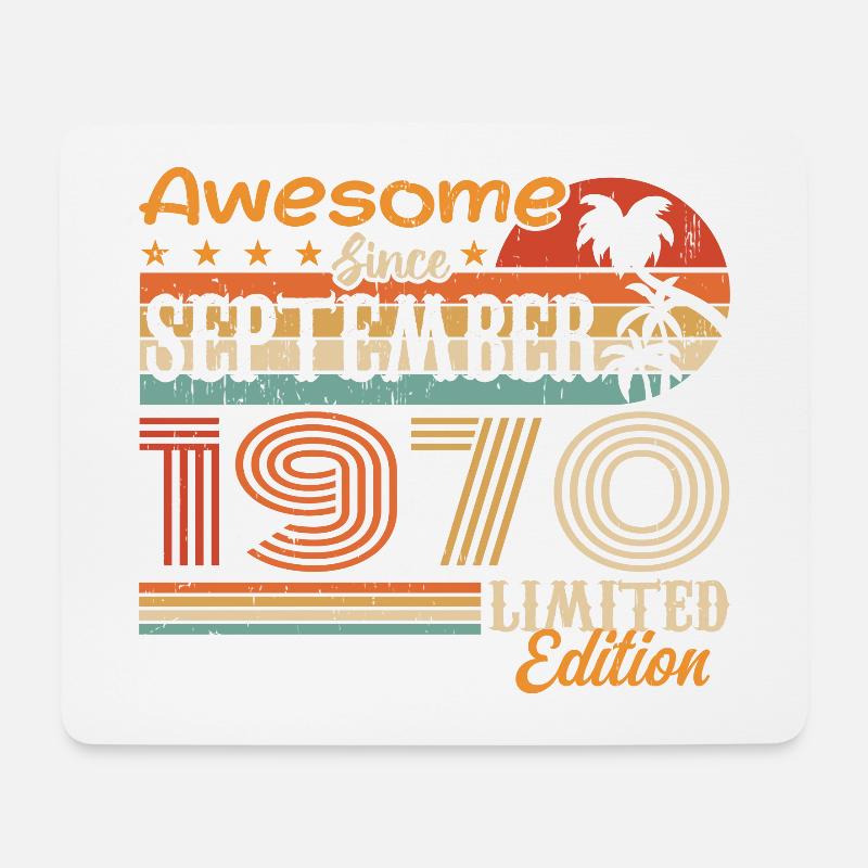 September 1970 - Geburtstag 1970 September - Mousepad (Querformat) - Weiß